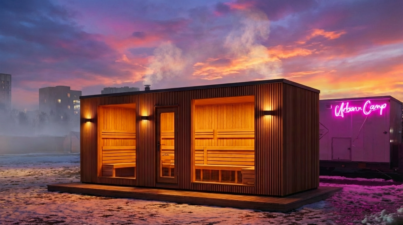Turban Sauna at dusk in Copenhagen